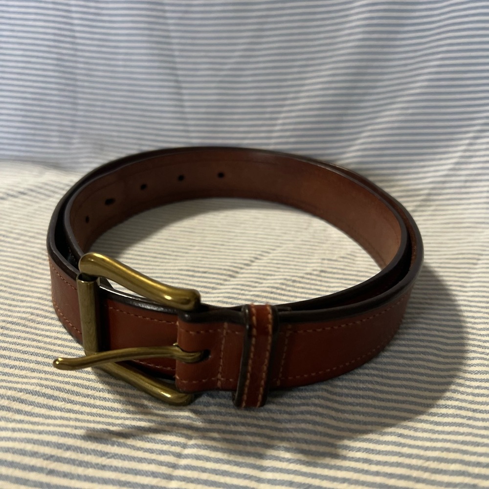 Polo Ralph Lauren Brown Leather Belt with Brass Buckle